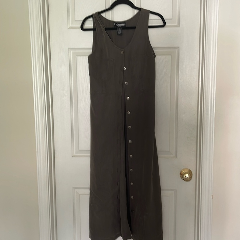 Open front long dress army green.